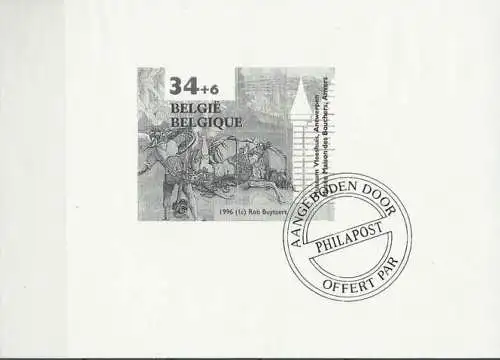 BELGIEN 1996 Mi-Nr. Block 65 Schwarzdruck o used - aus Abo