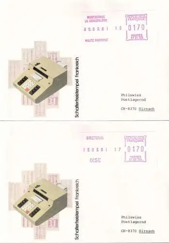 FRANKREICH 1981 Schalterfreispempel 8 Briefe