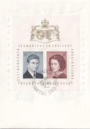 LIECHTENSTEIN 1967 Mi-Nr. Block 7 FDC