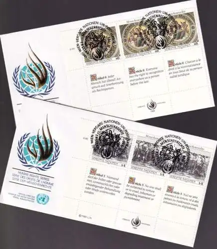 UNO WIEN 1989 Mi-Nr. 96/97 Eckrand FDC