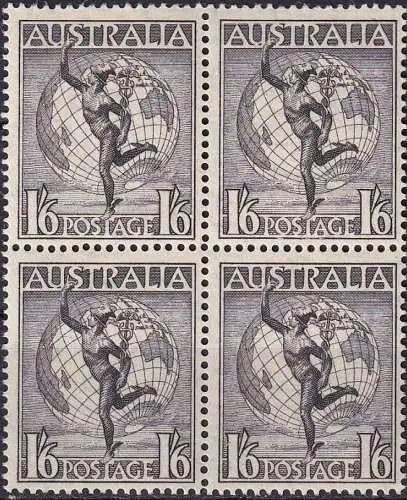 AUSTRALIEN 1948 Mi-Nr. 185 Viererblock ** MNH
