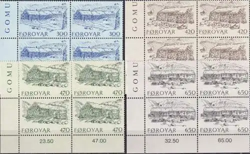 FÄRÖER 1987 Mi-Nr. 145/48 Eckrand-Viererblocks ** MNH