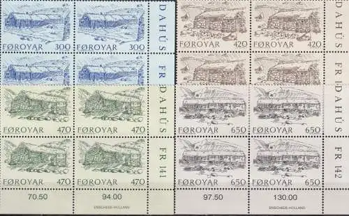 FÄRÖER 1987 Mi-Nr. 145/48 Eckrand-Viererblocks ** MNH