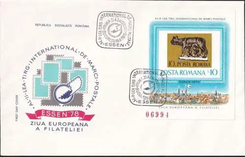 RUMÄNIEN 1978 Mi-Nr. Block 155 FDC