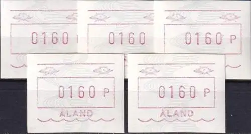 ALAND 1990 Mi-Nr. ATM 4 5 Stück Automatenmarke ** MNH