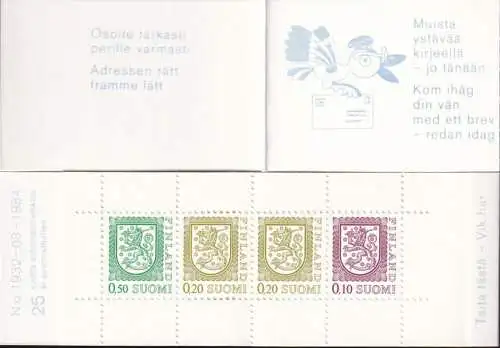 FINNLAND 1983 Mi-Nr. MH 14 Markenheft/booklet 25 Jahre Automatenhefte ** MNH