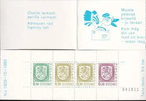 FINNLAND 1983 Mi-Nr. MH 14 Markenheft/booklet Zählnummer ** MNH