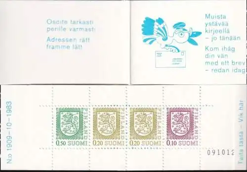 FINNLAND 1983 Mi-Nr. MH 14 Markenheft/booklet Zählnummer ** MNH