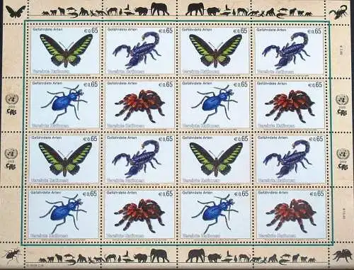 UNO WIEN 2009 Mi-Nr. 588/91 Kleinbogen gefährdete Arten ** MNH