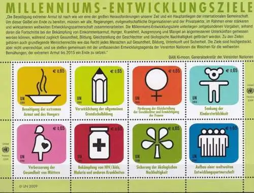 UNO WIEN 2009 Mi-Nr. 612/19 Kleinbogen ** MNH