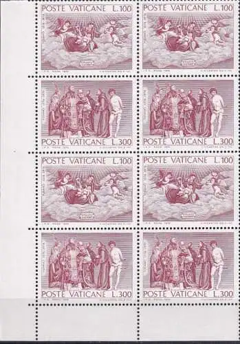 VATIKAN 1976 Mi-Nr. 678/79 Eckrand-Viererblock ** MNH