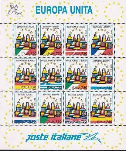 ITALIEN 1993 Mi-Nr. 2254/65 Kleinbogen ** MNH