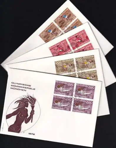 LIECHTENSTEIN 1972 Mi-Nr. 556/59 Viererblock FDC