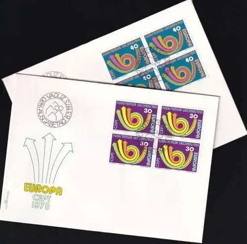 LIECHTENSTEIN 1973 Mi-Nr. 579/80 Viererblock FDC