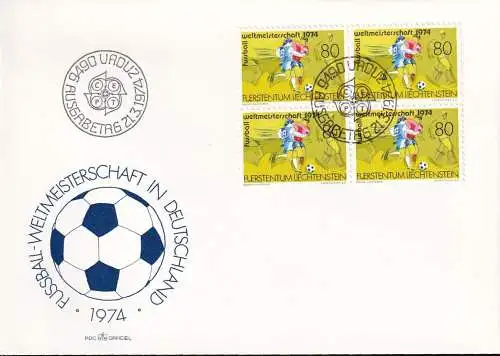 LIECHTENSTEIN 1974 Mi-Nr. 606 Viererblock FDC