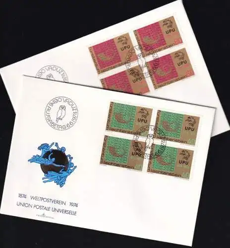LIECHTENSTEIN 1974 Mi-Nr. 607/08 Viererblock FDC