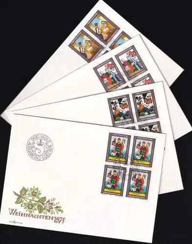 LIECHTENSTEIN 1974 Mi-Nr. 616/19 Viererblock FDC