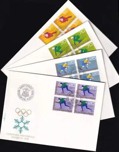 LIECHTENSTEIN 1975 Mi-Nr. 635/38 Viererblock FDC