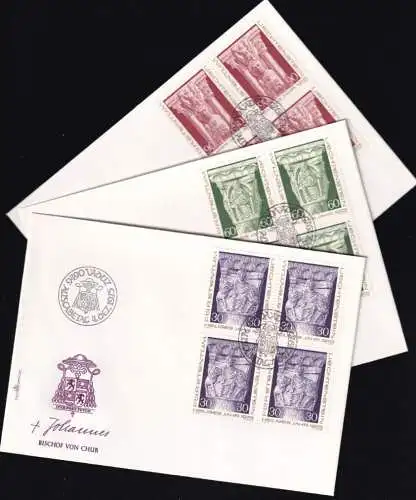 LIECHTENSTEIN 1975 Mi-Nr. 639/41 Viererblock FDC