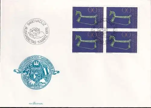 LIECHTENSTEIN 1976 Mi-Nr. 648 Viererblock FDC