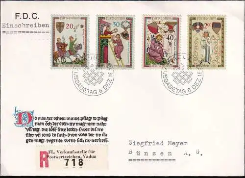 LIECHTENSTEIN 1962 Mi-Nr. 420/23 FDC
