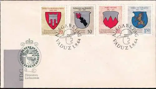 LIECHTENSTEIN 1964 Mi-Nr. 440/43 FDC