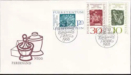 LIECHTENSTEIN 1965 Mi-Nr. 455/57 FDC