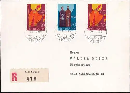 LIECHTENSTEIN 1967 Mi-Nr. 487/88 Brief Einschreiben