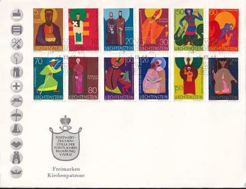 LIECHTENSTEIN 1968 Mi-Nr. 486/94 + 500/02 FDC