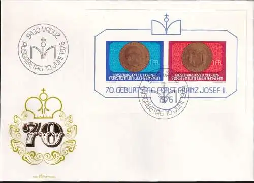 LIECHTENSTEIN 1976 Mi-Nr. Block 10 FDC