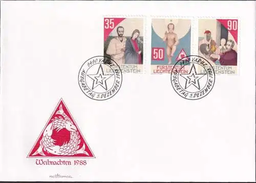 LIECHTENSTEIN 1988 Mi-Nr. 954/56 FDC