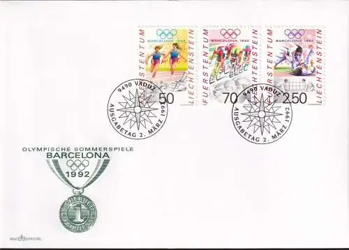 LIECHTENSTEIN 1992 Mi-Nr. 1035/37 FDC