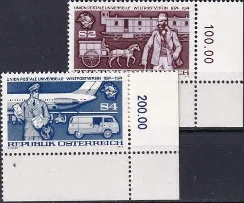 ÖSTERREICH 1974 Mi-Nr. 1466/67 Eckrand ** MNH