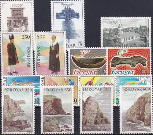 FÄRÖER 1989 Mi-Nr. 179-193 Jahrgang/year set ** MNH