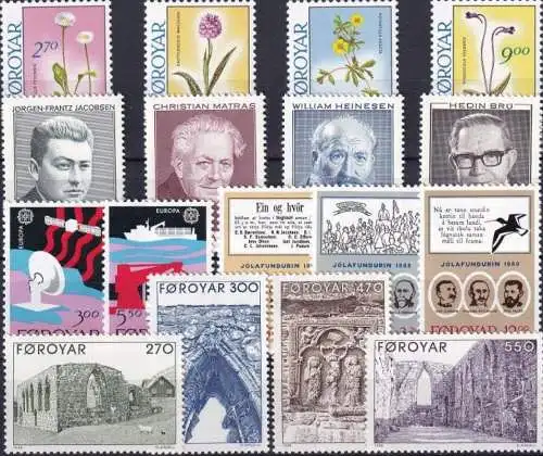 FÄRÖER 1988 Mi-Nr. 162-178 Jahrgang/year set ** MNH