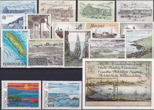 FÄRÖER 1987 Mi-Nr. 145-161 Jahrgang/year set ** MNH