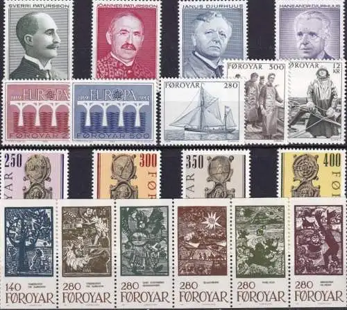 FÄRÖER 1984 Mi-Nr. 93-111 Jahrgang/year set ** MNH