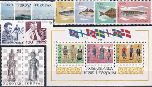 FÄRÖER 1983 Mi-Nr. 79-Block 1 Jahrgang/year set ** MNH