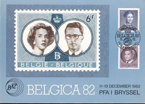 SCHWEDEN 1982 Mi-Nr. 1150/51 Ausstellungskarte/Exhibition Card Belgica 82