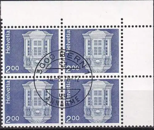 SCHWEIZ 1974 Mi-Nr. 1038 w Eckrand-Viererblock o used