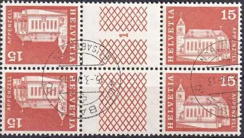 SCHWEIZ 1968 Mi-Nr. 888 Viererblock Kehrdruck o used