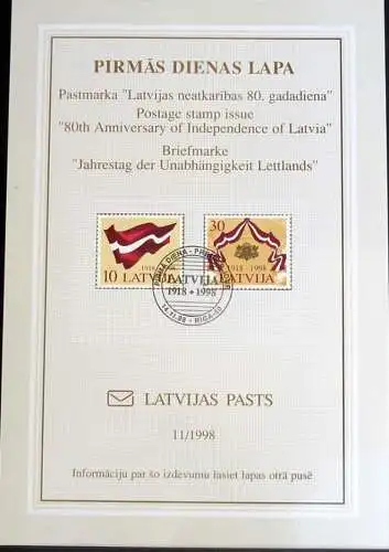 LETTLAND 1998 Mi-Nr. 490/91 ETB 11/1998
