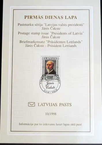 LETTLAND 1998 Mi-Nr. 489 ETB 10/1998