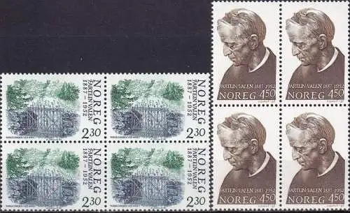 NORWEGEN 1987 Mi-Nr. 973/74 Viererblocks ** MNH