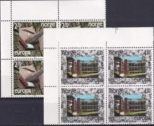 NORWEGEN 1987 Mi-Nr. 965/66 Eckrand-Viererblocks ** MNH