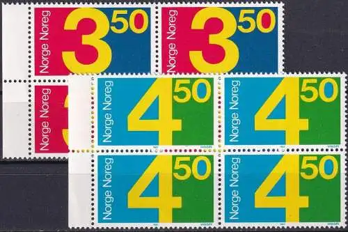 NORWEGEN 1987 Mi-Nr. 961/62 Viererblocks ** MNH