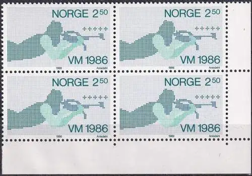 NORWEGEN 1986 Mi-Nr. 940 Viererblock ** MNH