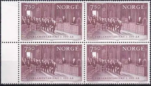 NORWEGEN 1984 Mi-Nr. 913 Viererblock Bogennummer ** MNH