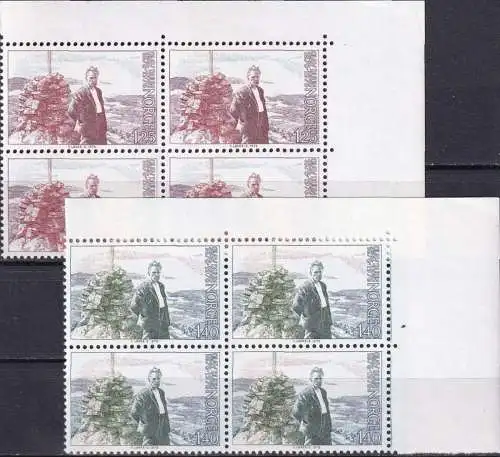 NORWEGEN 1976 Mi-Nr. 730/31 Eckrand-Viererblocks ** MNH