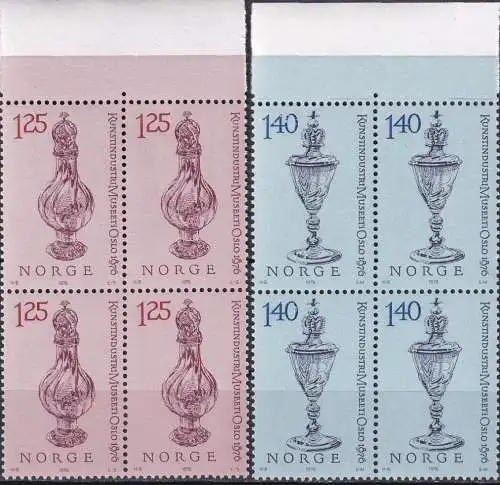 NORWEGEN 1976 Mi-Nr. 722/23 Viererblocks ** MNH